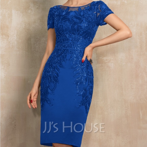 JJs House Dresses Jj House Sheathcolumn Scoop Kneelength Satin Lace Mother Of The Bride